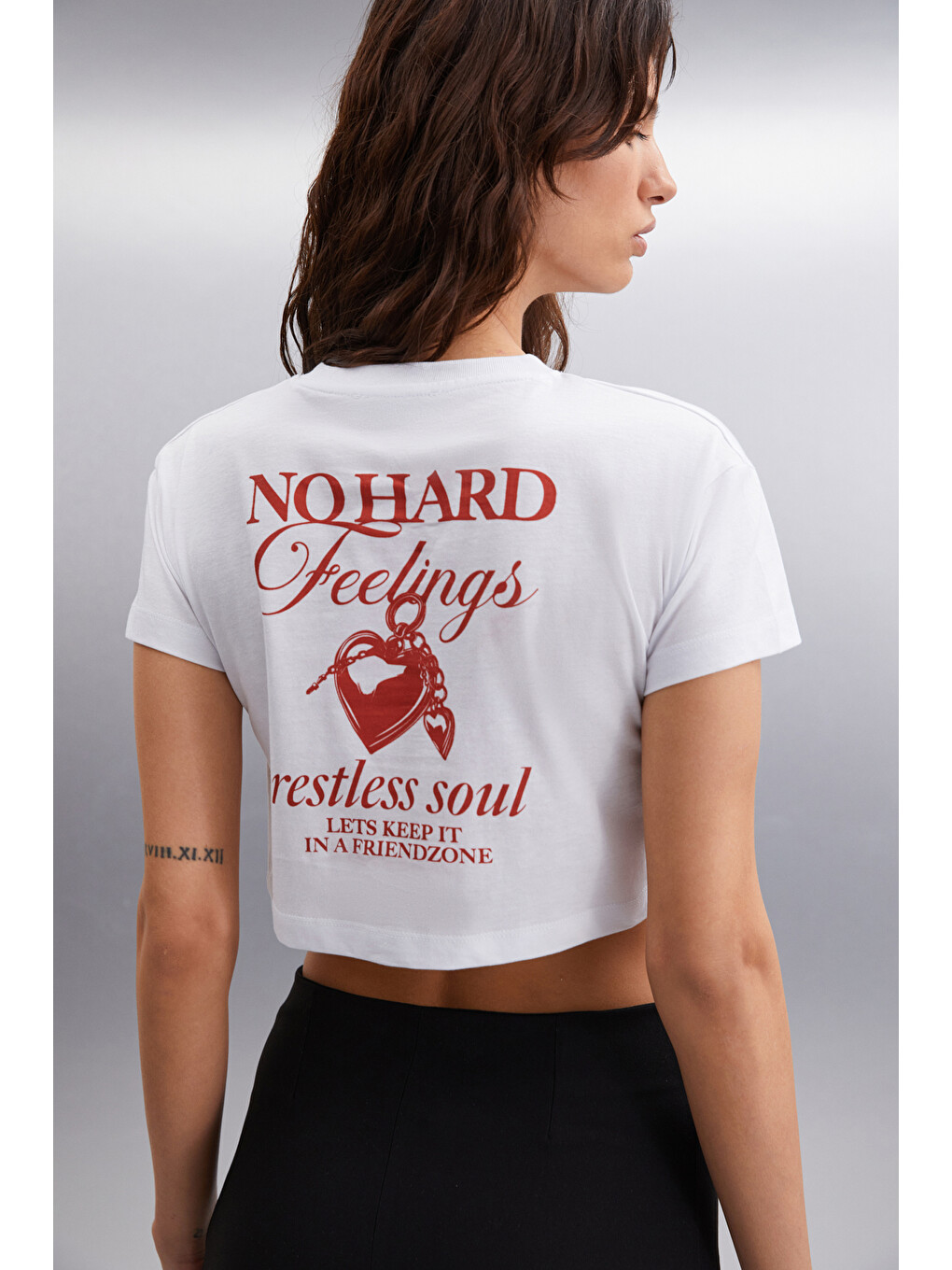 Moran Kadın %100 Pamuk Beyaz-kırmızı T-shirt-1