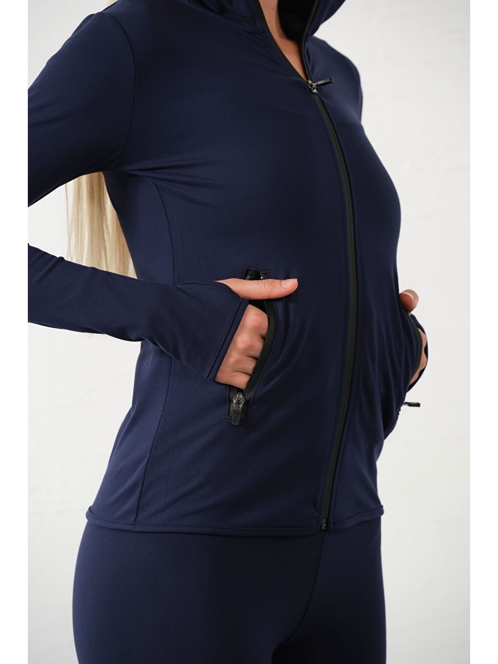 Lacivert Water Proof Fermuar Çift Cepli Light warm running ceketi Eşofman üstü-1