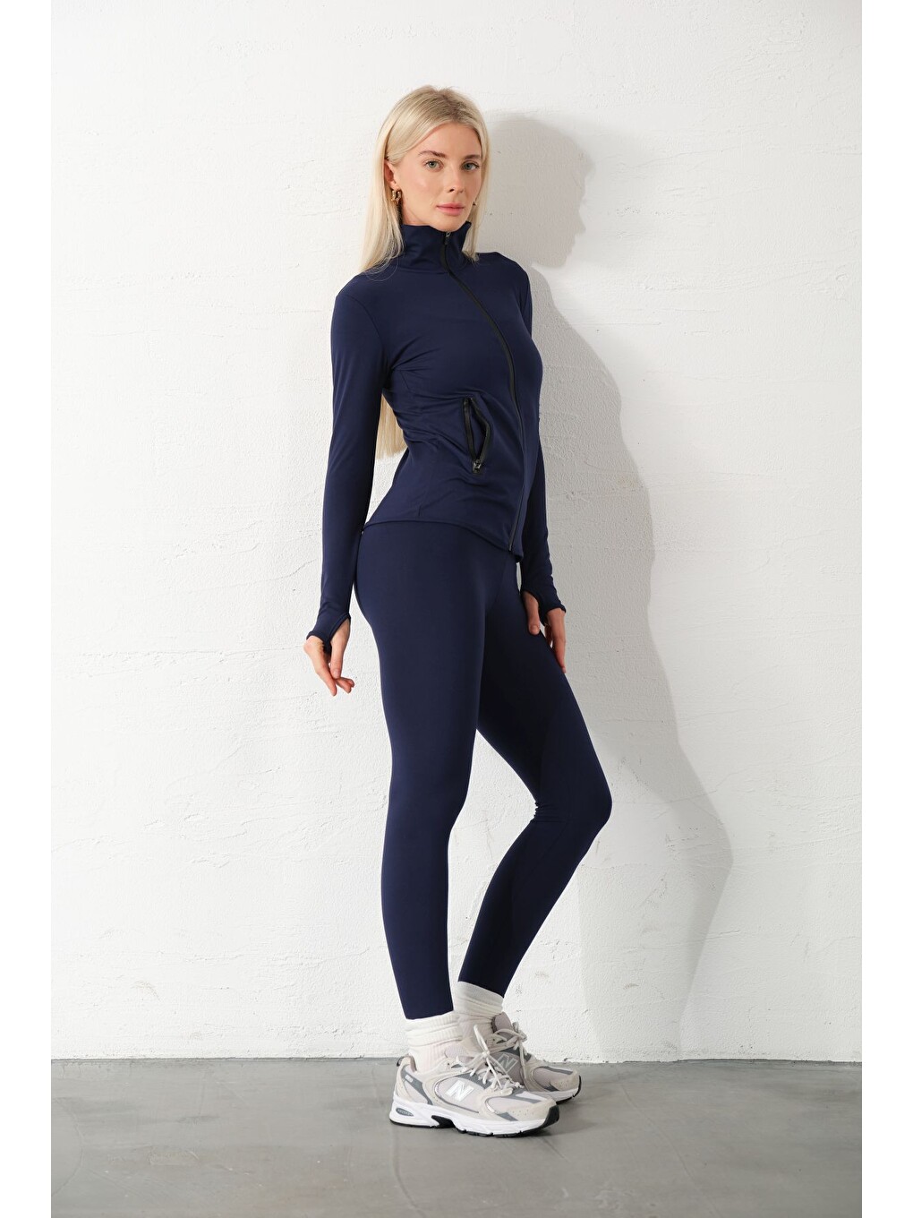 Lacivert Water Proof Fermuar Çift Cepli Light warm running ceketi Eşofman üstü-2
