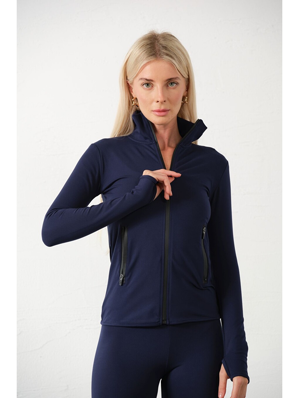 Lacivert Water Proof Fermuar Çift Cepli Light warm running ceketi Eşofman üstü-6