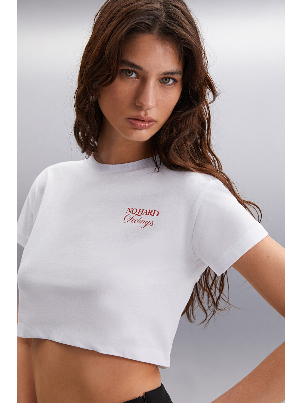 Moran Kadın %100 Pamuk Beyaz-kırmızı T-shirt-3