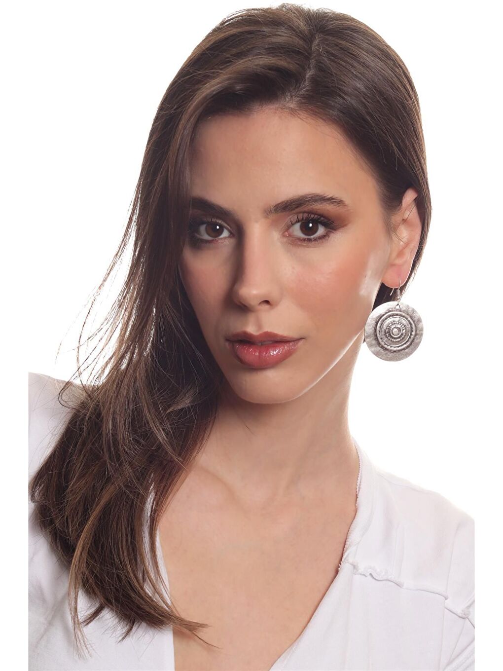 Gri Kadın Antik Gümüş Kaplama Sallantılı Model Kabartma Dokulu Bohem Küpe-3