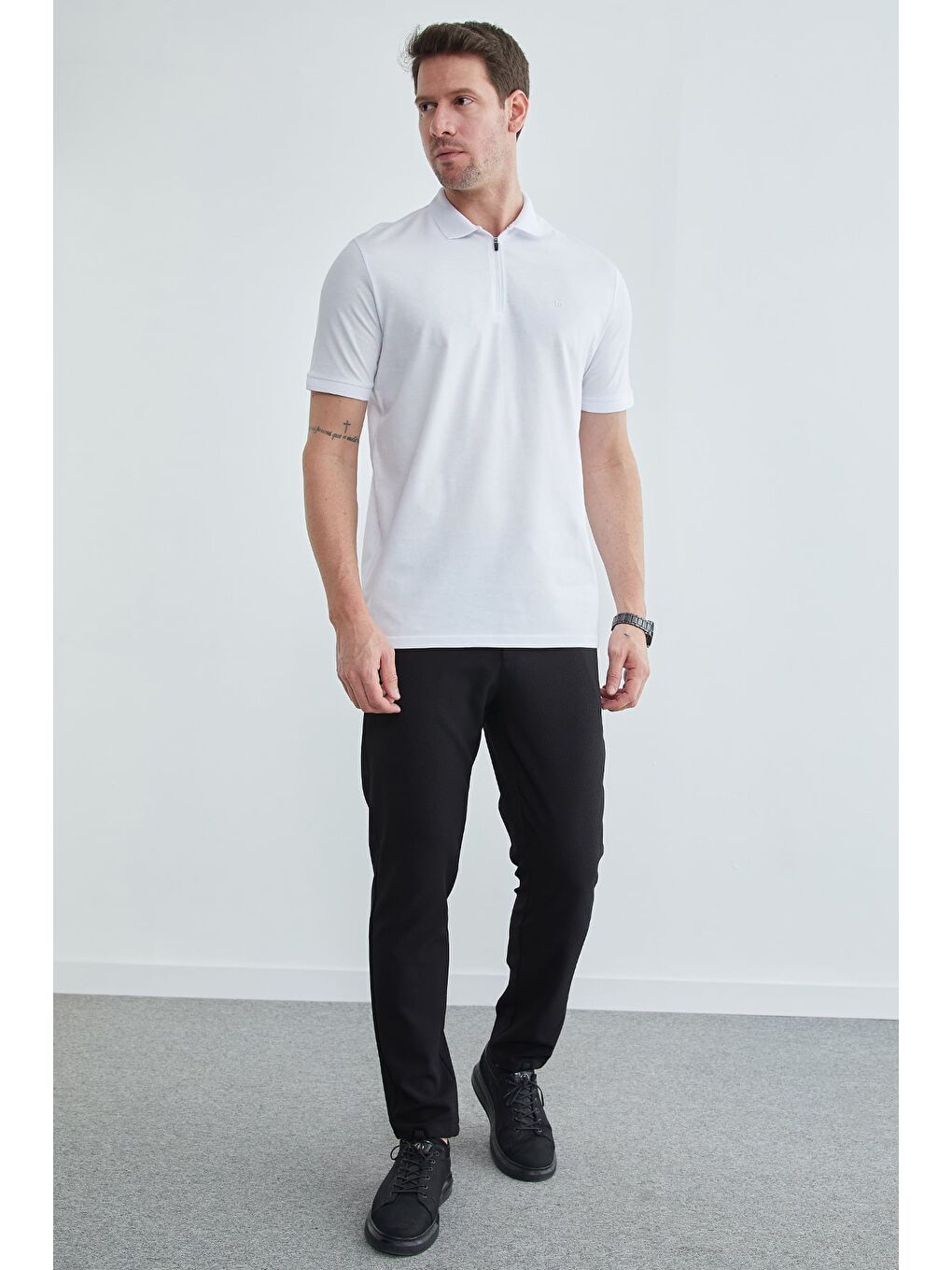 Siyah Beli Bağcıklı Dokulu Pantolon-3