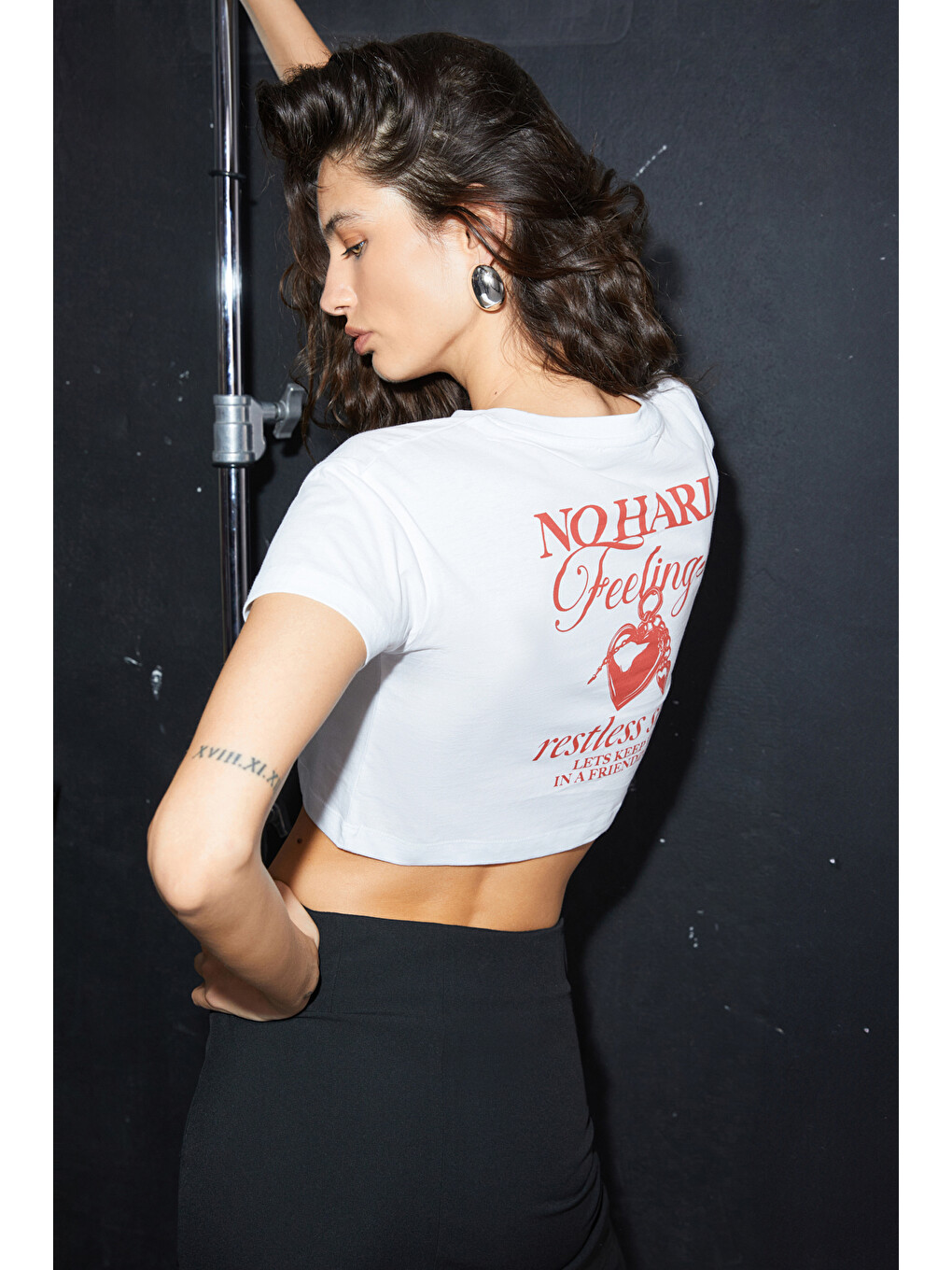 Moran Kadın %100 Pamuk Beyaz-kırmızı T-shirt-5
