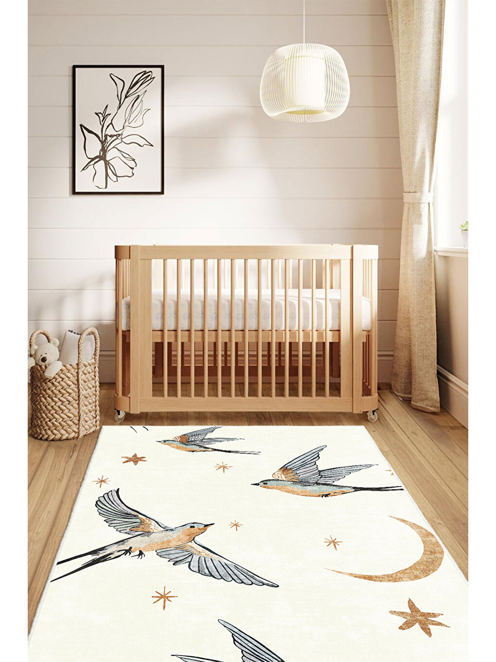 Ekru Dekoratif Özel Tasarım Yıkanabilir İnce Kaymaz Tabanlı Modern Halı KECE FR43-3