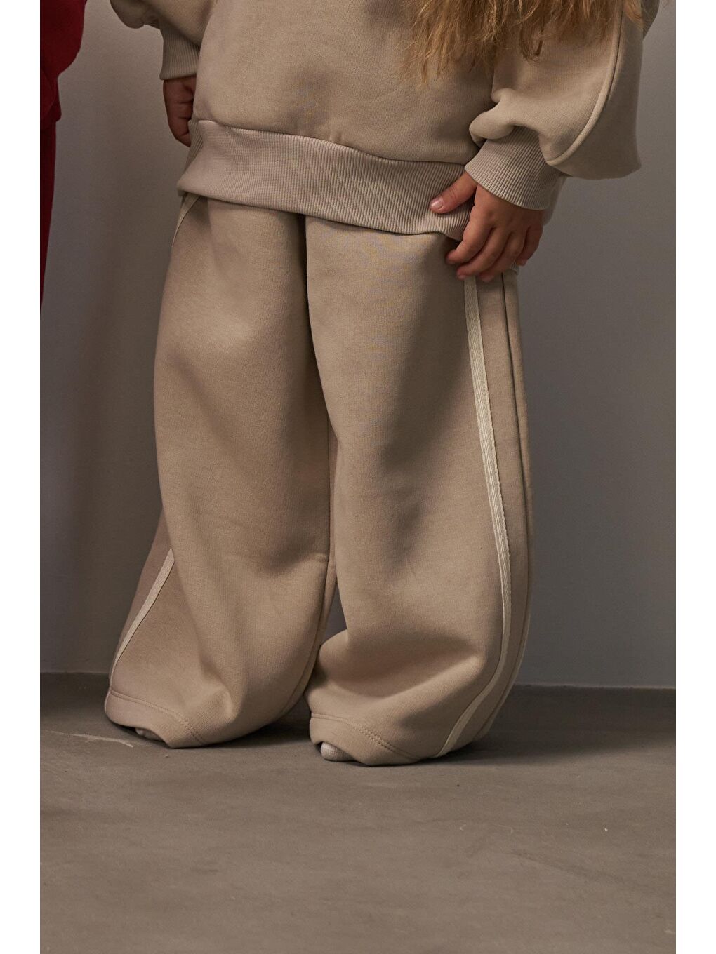 Bej Taş Wide Leg Eşofman Altı-3