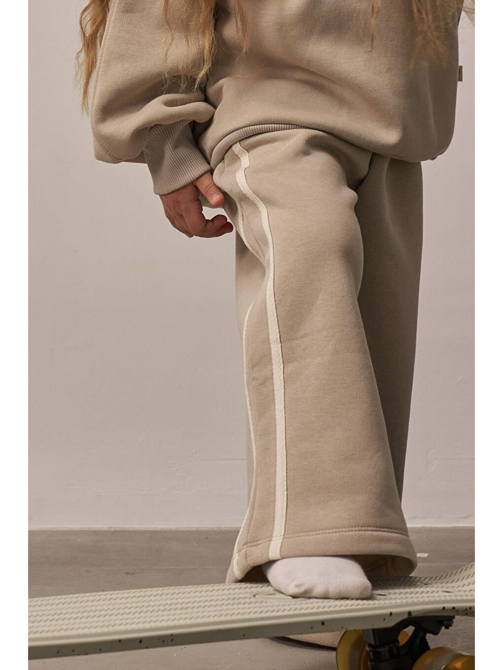 Bej Taş Wide Leg Eşofman Altı-4