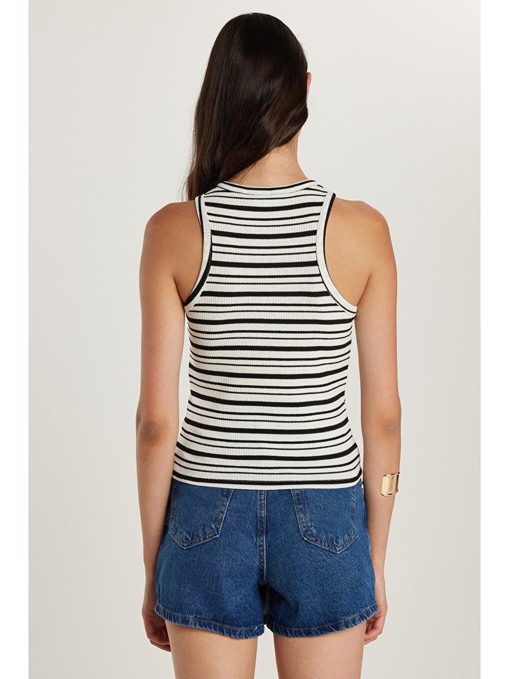 Karışık Kadın Slim Fit Dar Kesim Bisiklet Yaka Body Atlet-4