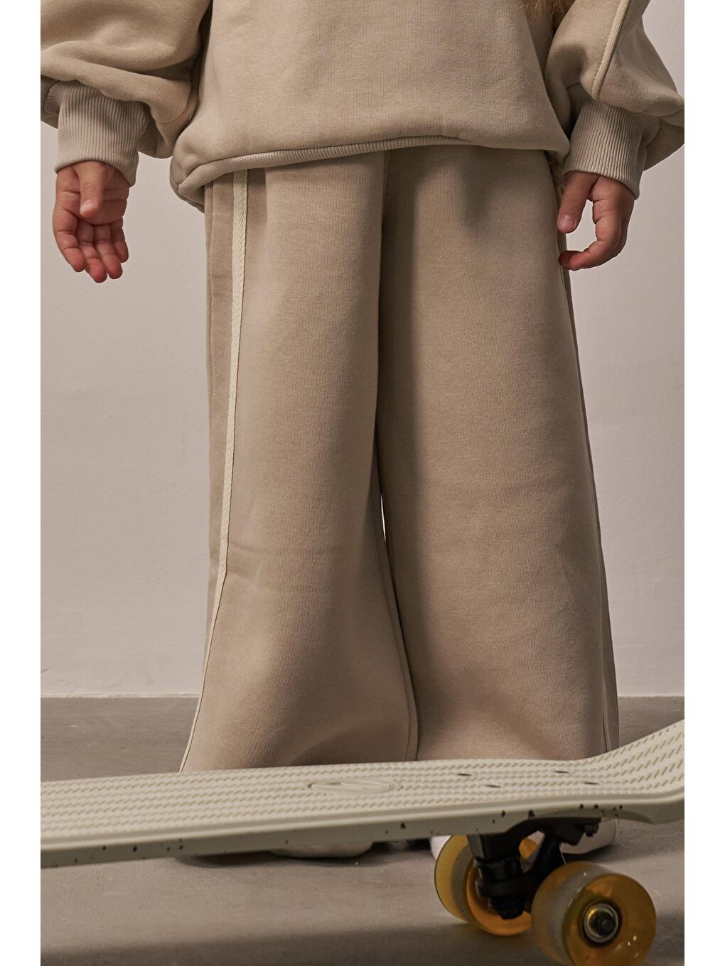 Bej Taş Wide Leg Eşofman Altı-5