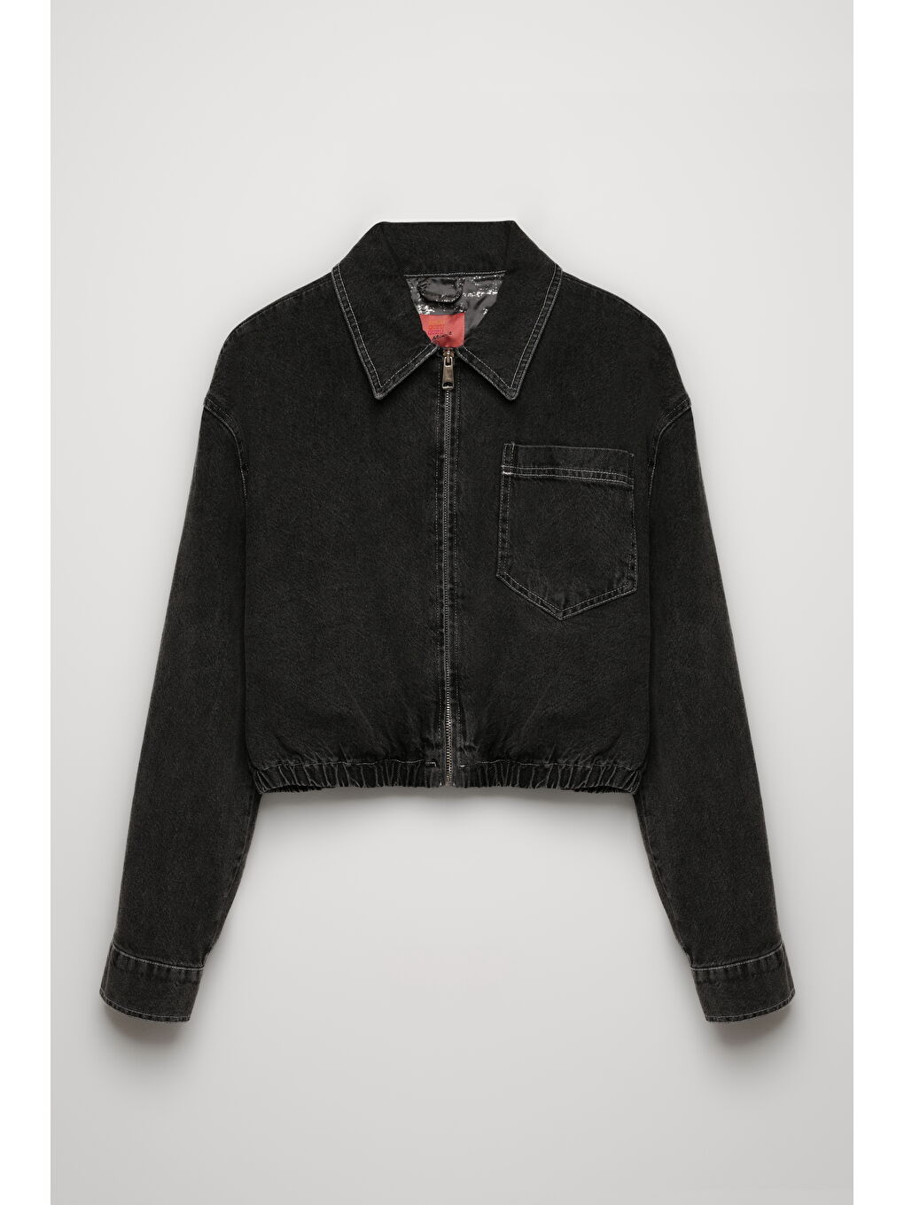 Büyük Cepli Fermuarlı Beli Lastikli Ceket Antrasit-1