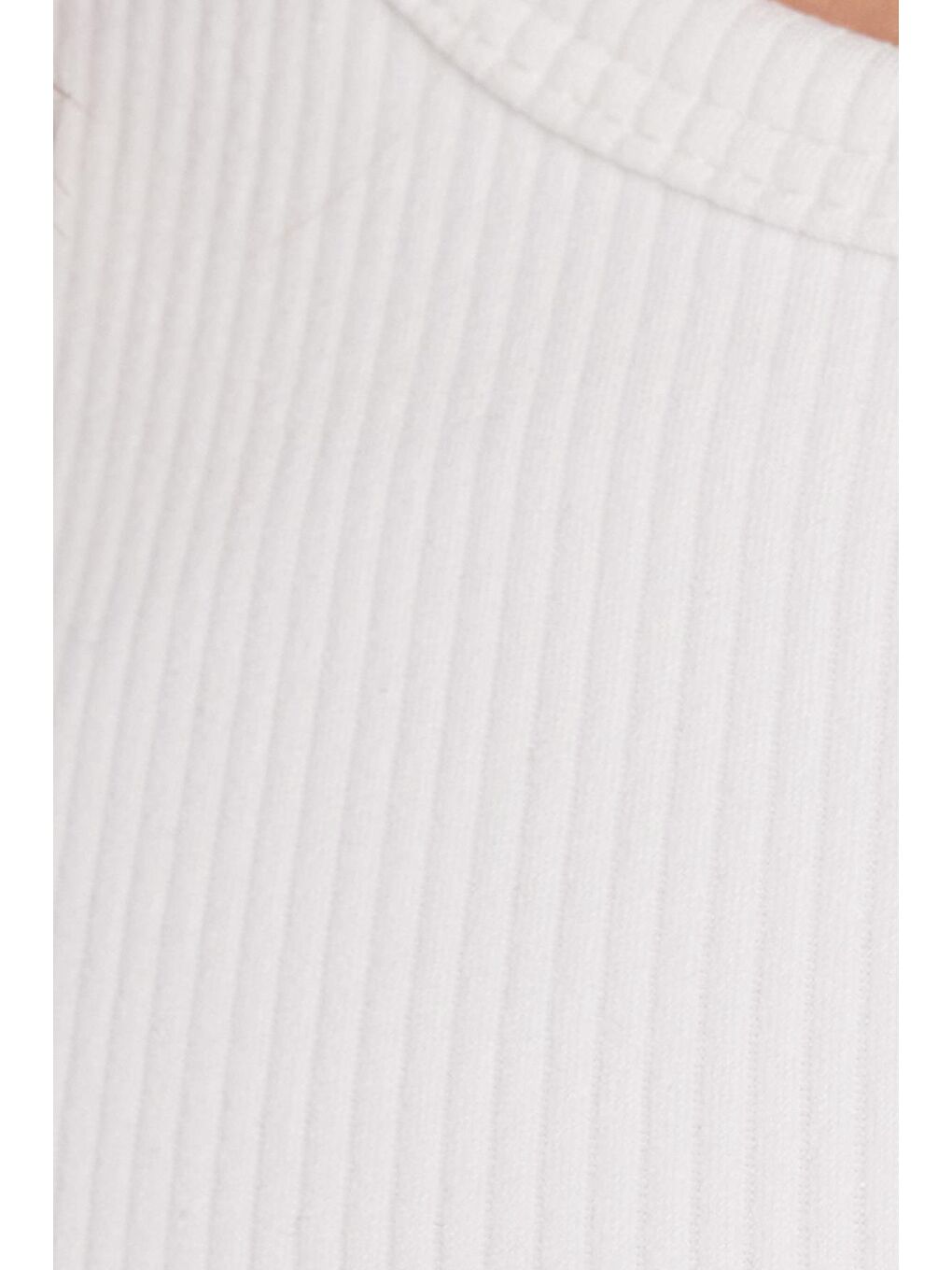 Kadın Slim Fit Dar Kesim Bisiklet Yaka Kalın Askılı Esnek Ekru Spor Atlet-5