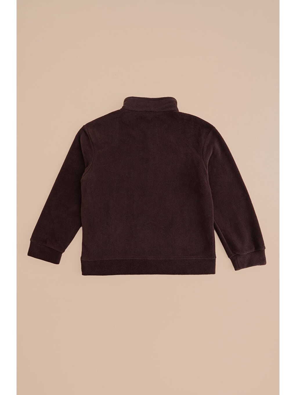 Kahverengi Yarım Fermuarlı Polar Erkek Çocuk Sweatshirt-2
