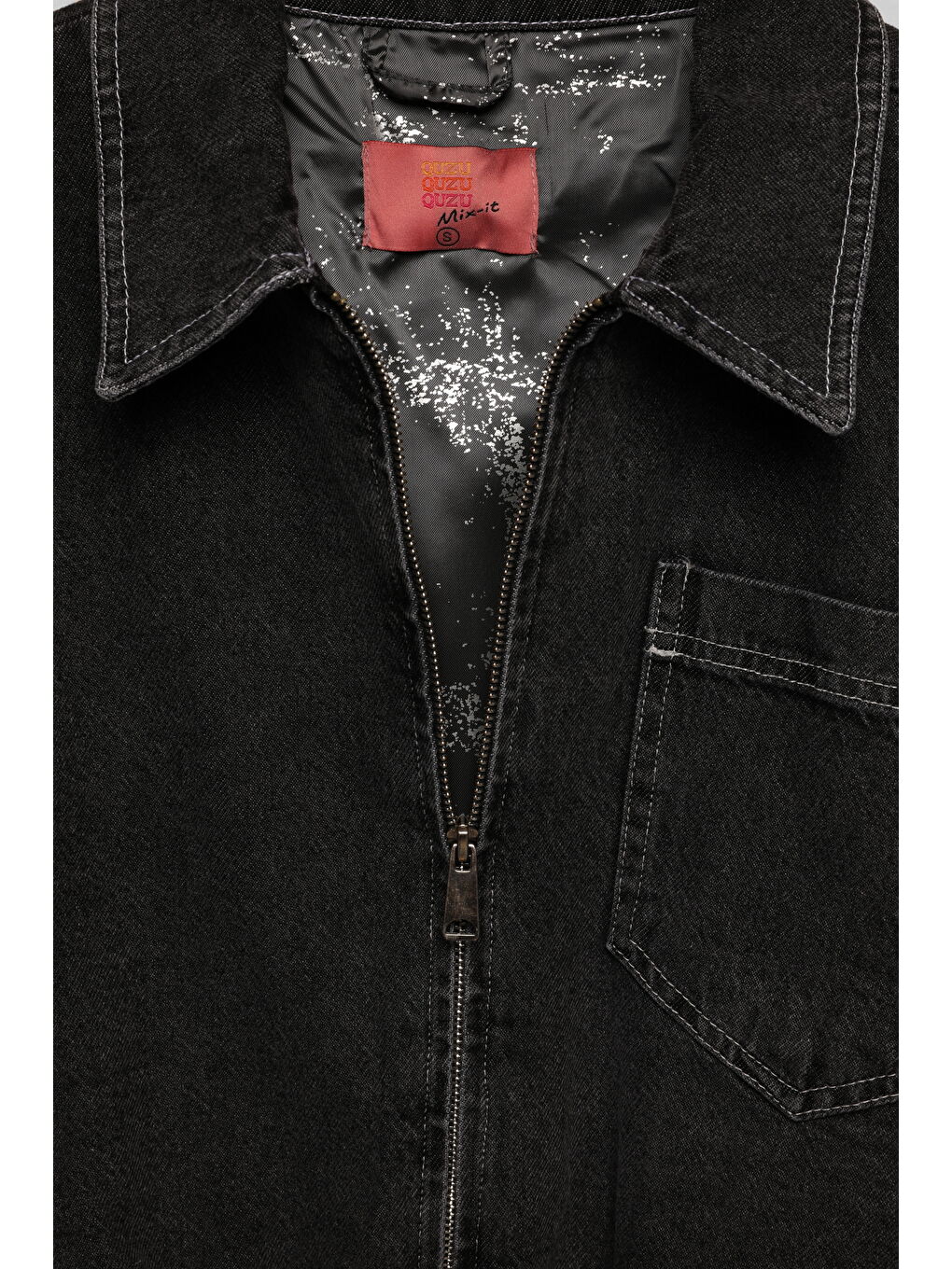 Büyük Cepli Fermuarlı Beli Lastikli Ceket Antrasit-2