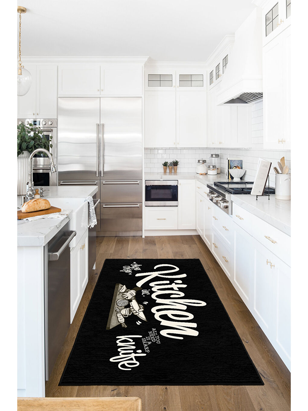 Homefesto Siyah Dekoratif Özel Tasarım Yıkanabilir İnce Kaymaz Tabanlı Modern Halı KECE FR43