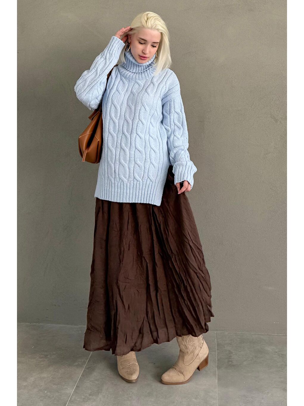 Mavi Boğazlı Triko Kazak Mg2376-3