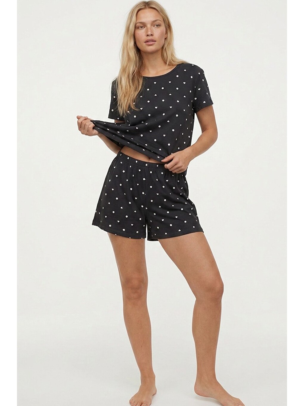 Karışık Pamuklu Örme Şortlu Pijama Takımı 8026-1
