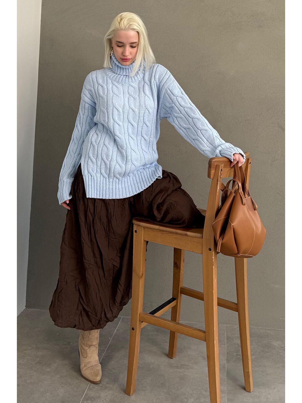 Mavi Boğazlı Triko Kazak Mg2376-4