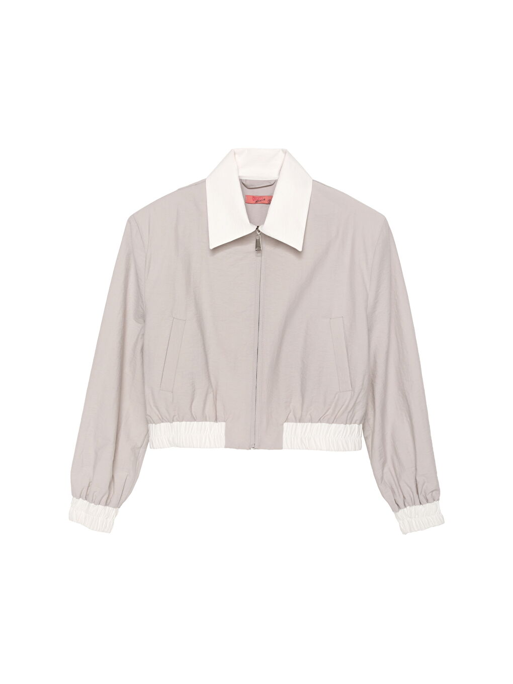 Renk Bloklu Beli Lastikli Bomber Ceket Gri-1