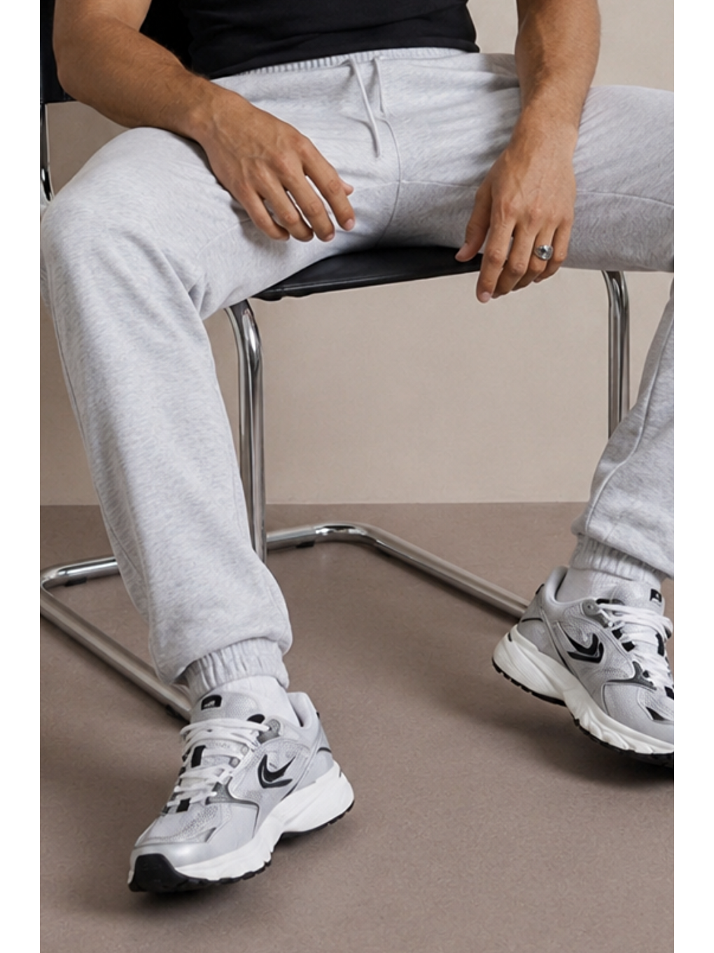 Erkek Regular Fit Baskılı A.gri Baskılı Eşofman Altı-5