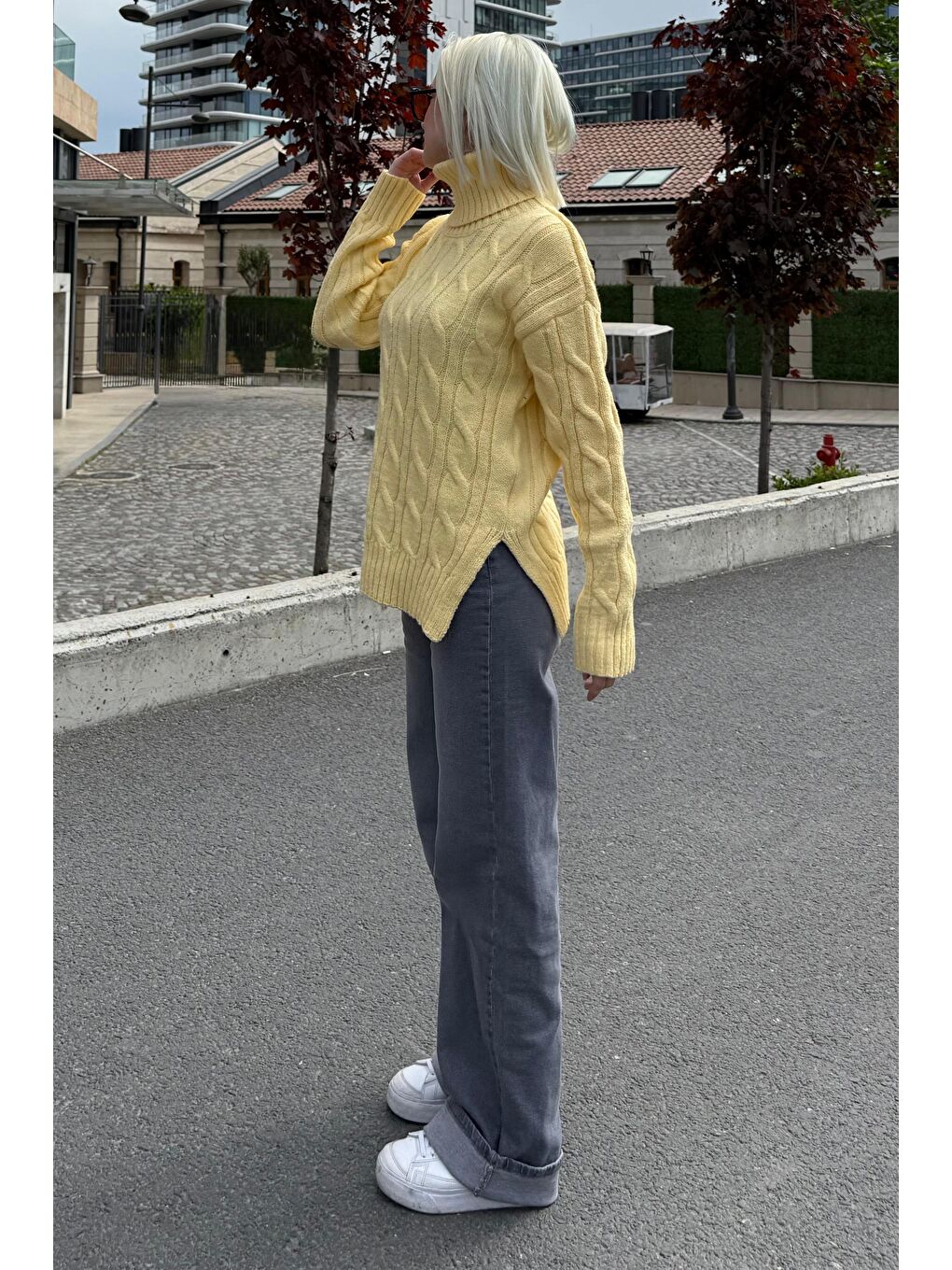 Sarı Boğazlı Triko Kazak Mg2376-1