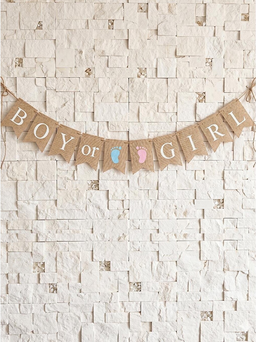 Bej Boy Or Girl Jüt Görünümlü Banner – Cinsiyet Öğrenme Partisi Süsü-1