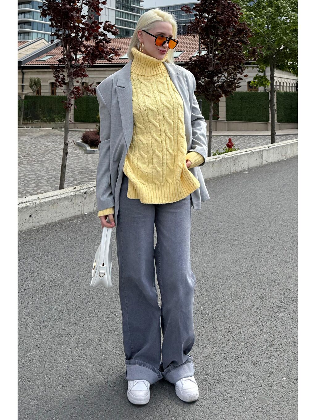 Sarı Boğazlı Triko Kazak Mg2376-3