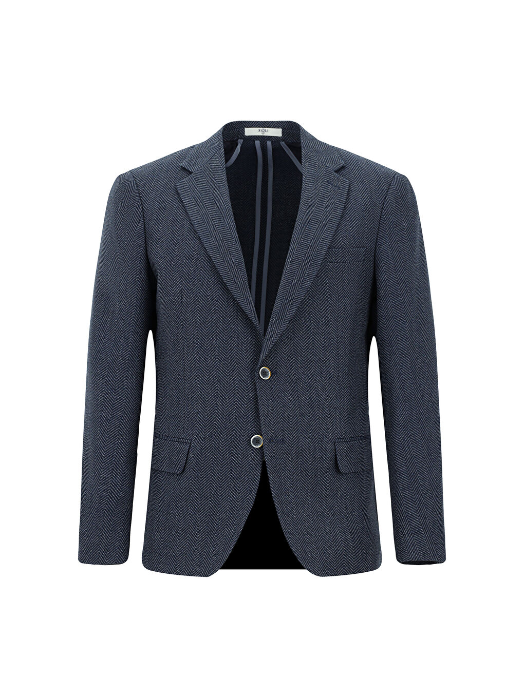 Lacivert 8 Drop Muscle Fit Uzun Atletik Kesim Yünlü Desenli Ceket-7