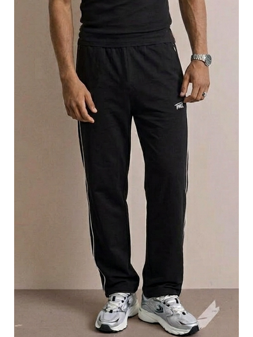 Erkek Regular Fit Baskılı Siyah Baskılı Eşofman Altı-4