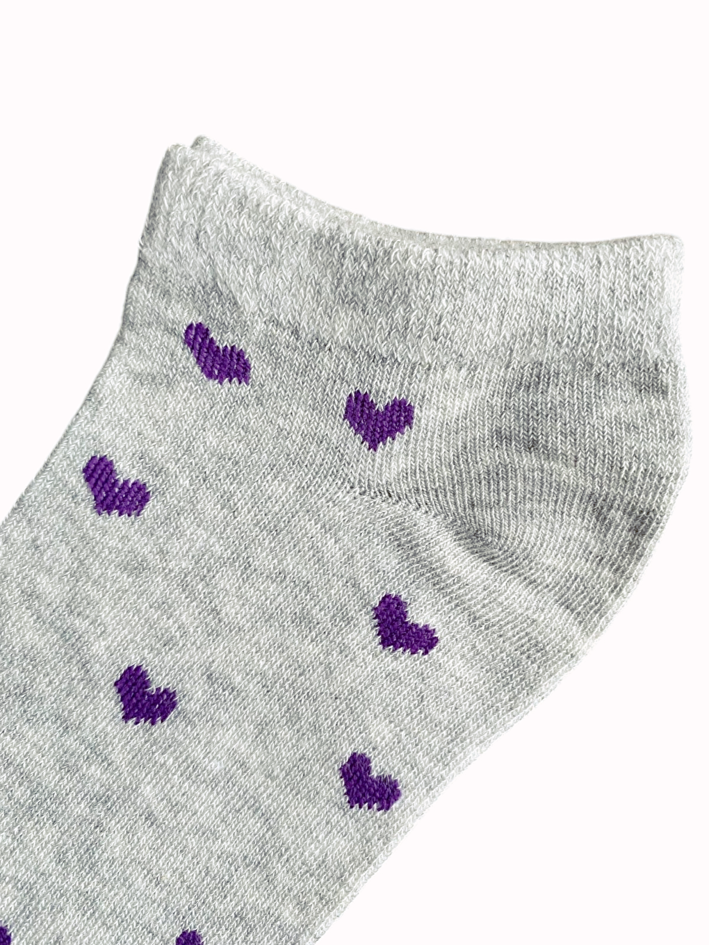 Gri 12'li Kadın Karışık Kalpli Pamuklu Patik Çorap-4