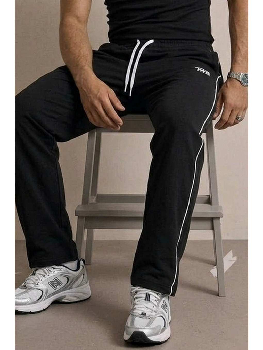 Erkek Regular Fit Baskılı Siyah Baskılı Eşofman Altı-5