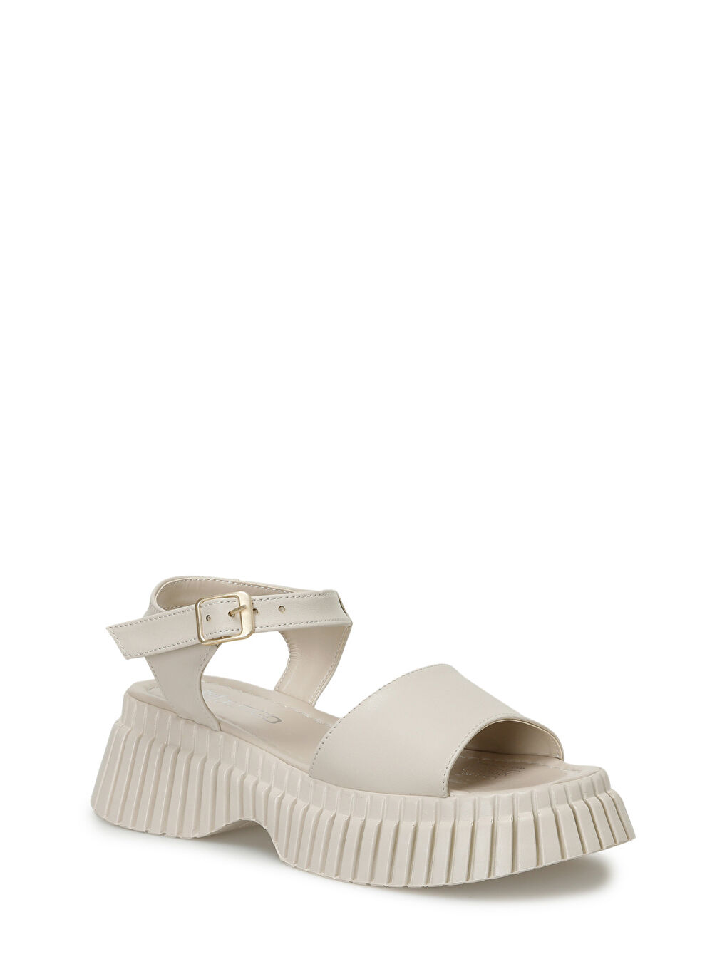 ELENA 4FX Bej Kadın Kalın Taban Sandalet-1