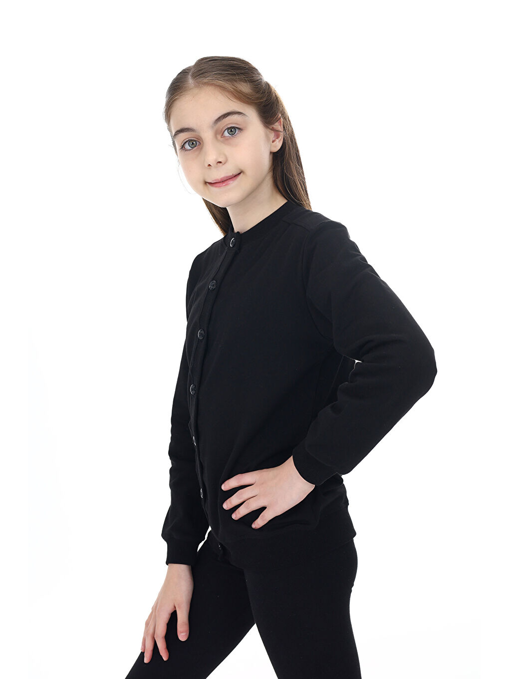 Siyah Kız Çocuk Okul Hırka-5