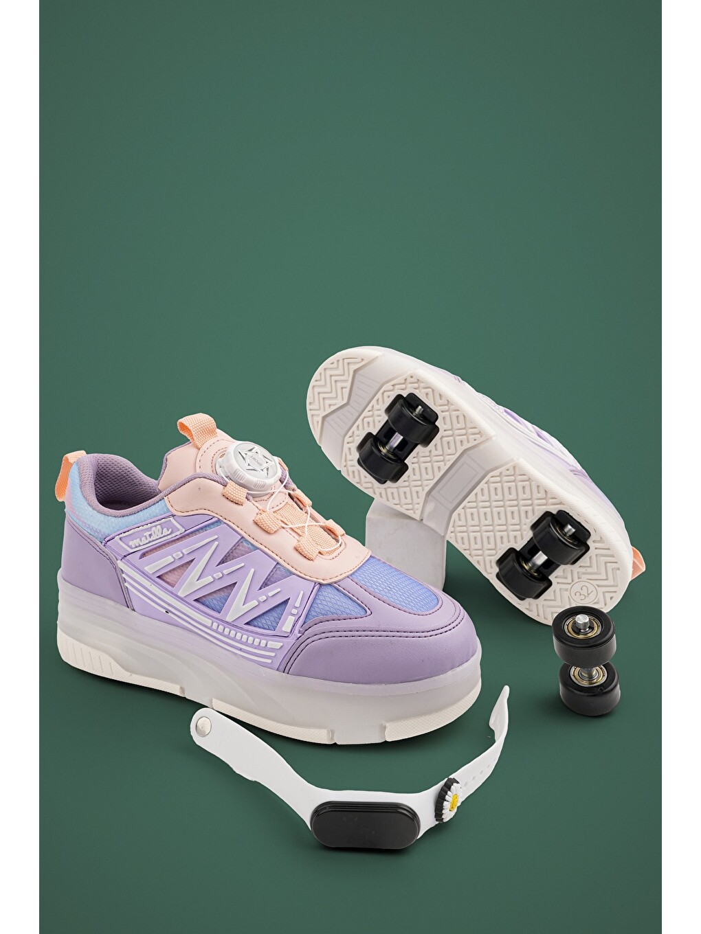 Lila SKY Çocuk Işıklı Patenli Tekerlekli Sneaker Spor Ayakkabı-1