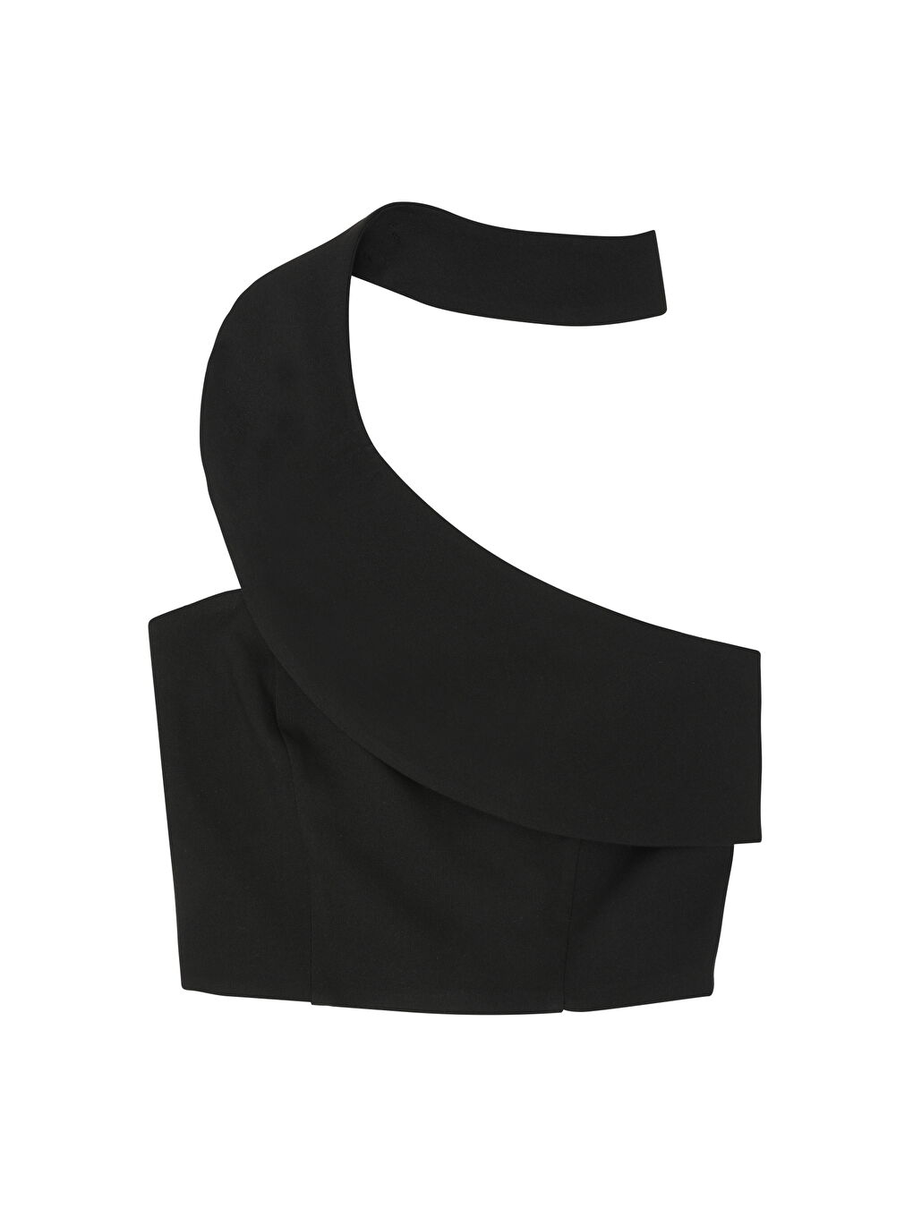 QUZU Boyun Detaylı Crop Bluz Siyah