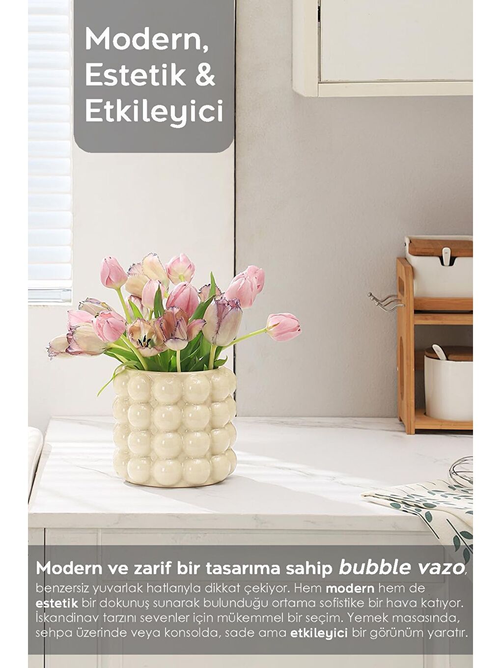 Ekru Seramik Bubble Vazo-1