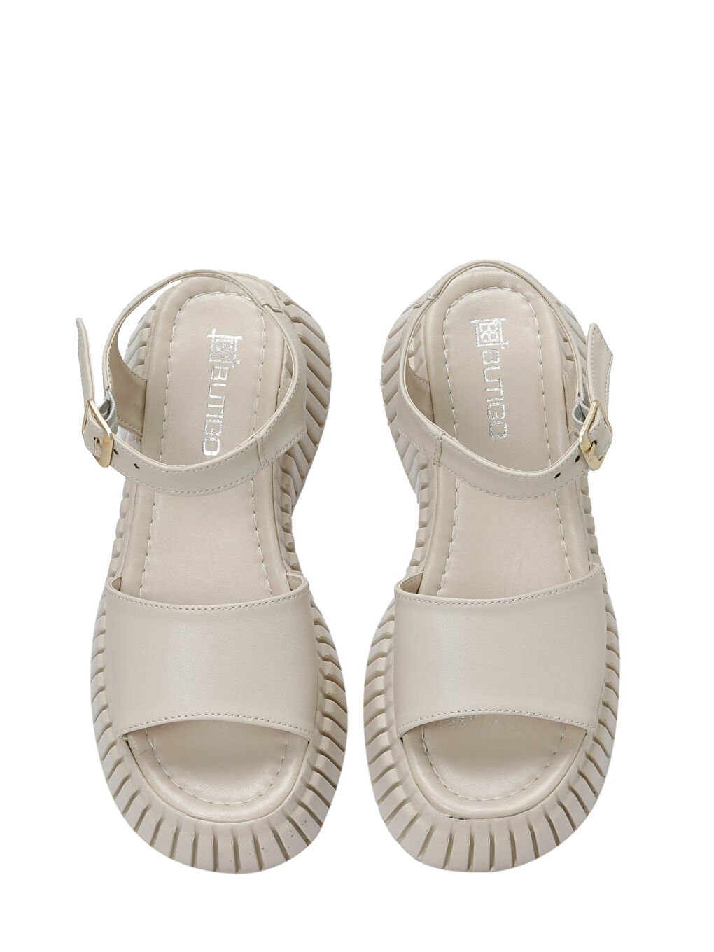 ELENA 4FX Bej Kadın Kalın Taban Sandalet-3