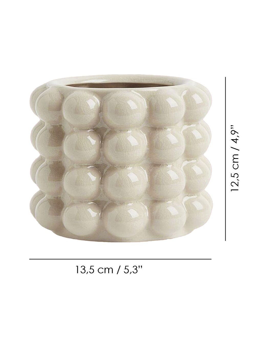 Ekru Seramik Bubble Vazo-3