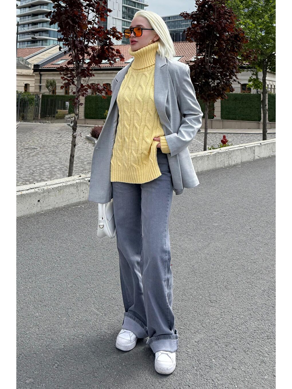 Sarı Boğazlı Triko Kazak Mg2376-4