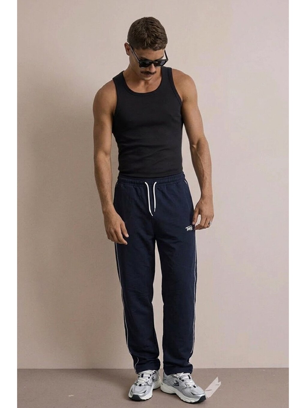 Erkek Regular Fit Baskılı Lacivert Baskılı Eşofman Altı