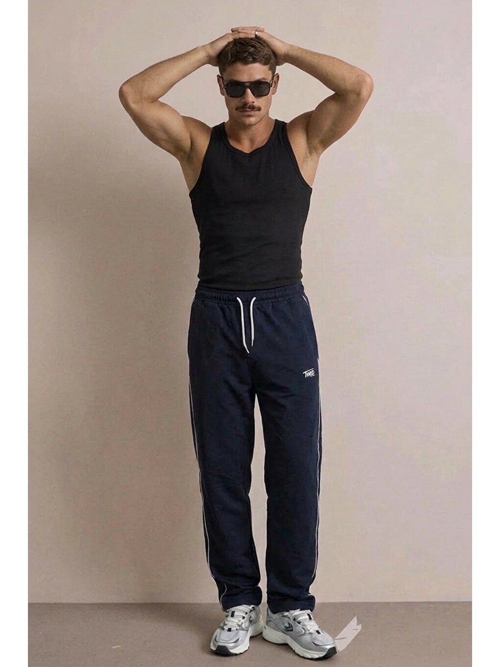Erkek Regular Fit Baskılı Lacivert Baskılı Eşofman Altı-3