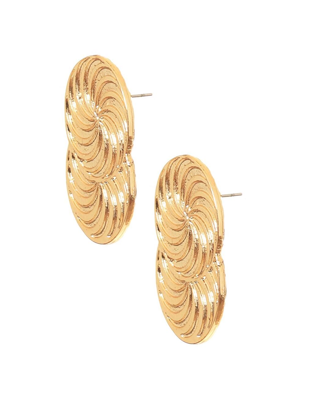 Sarı Kadın Lak  Kaplama Çivili Model Spiral Baskılı Tasarım Küpe