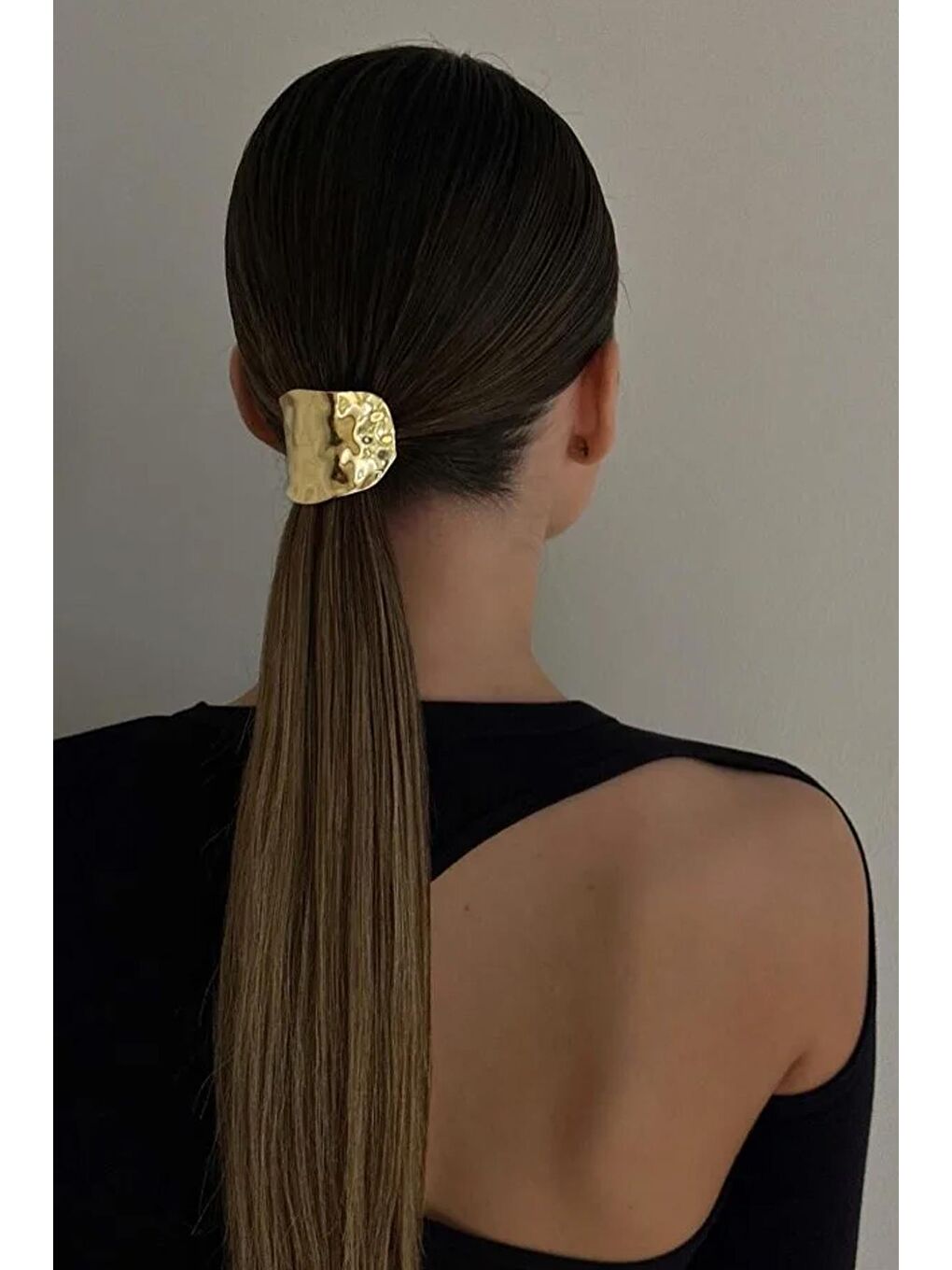 Sarı Dalgalı Çelik Yüksek At Kuyruğu Tokası Saç Kelepçesi Ponytail Cuff