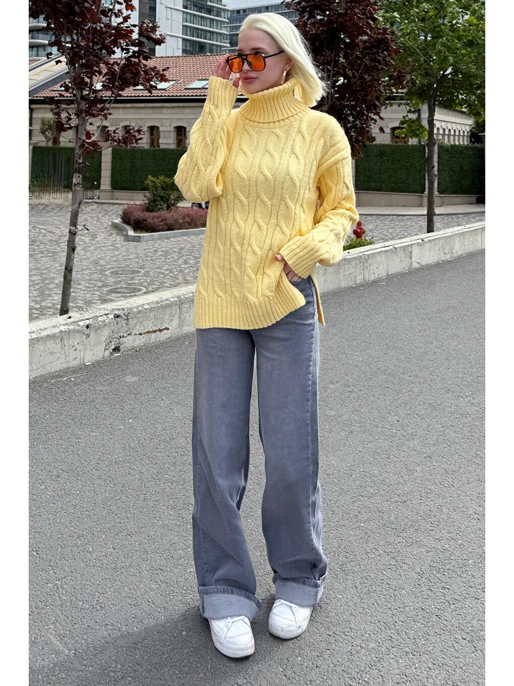 Sarı Boğazlı Triko Kazak Mg2376-5