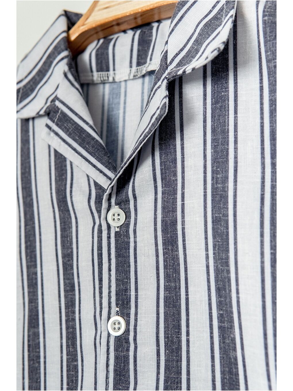 Lacivert Erkek Bebek Çizgili Gömlek Jean Şort Takım-1