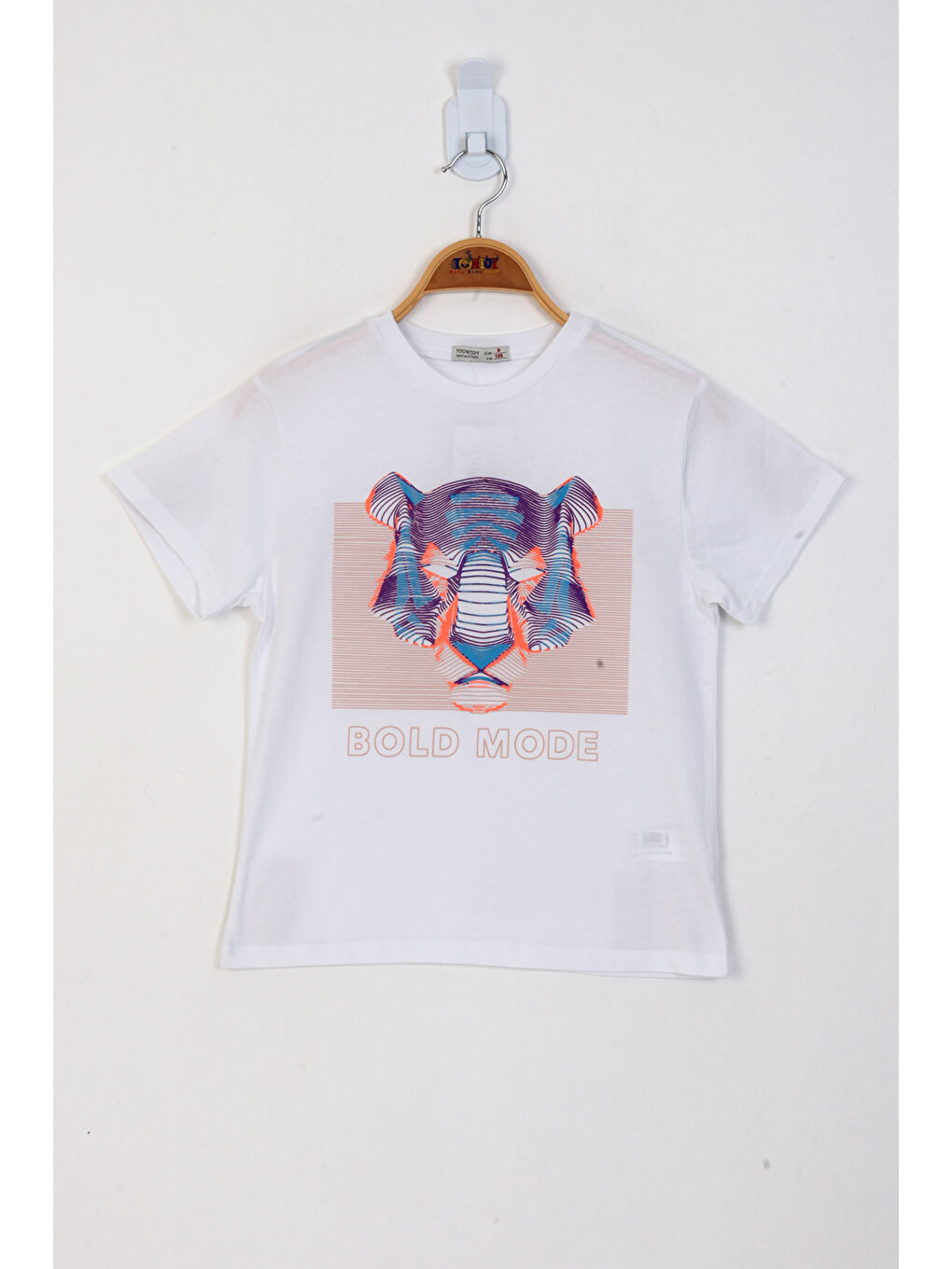 Beyaz Erkek Çocuk Kabartma Baskılı Tişört-1