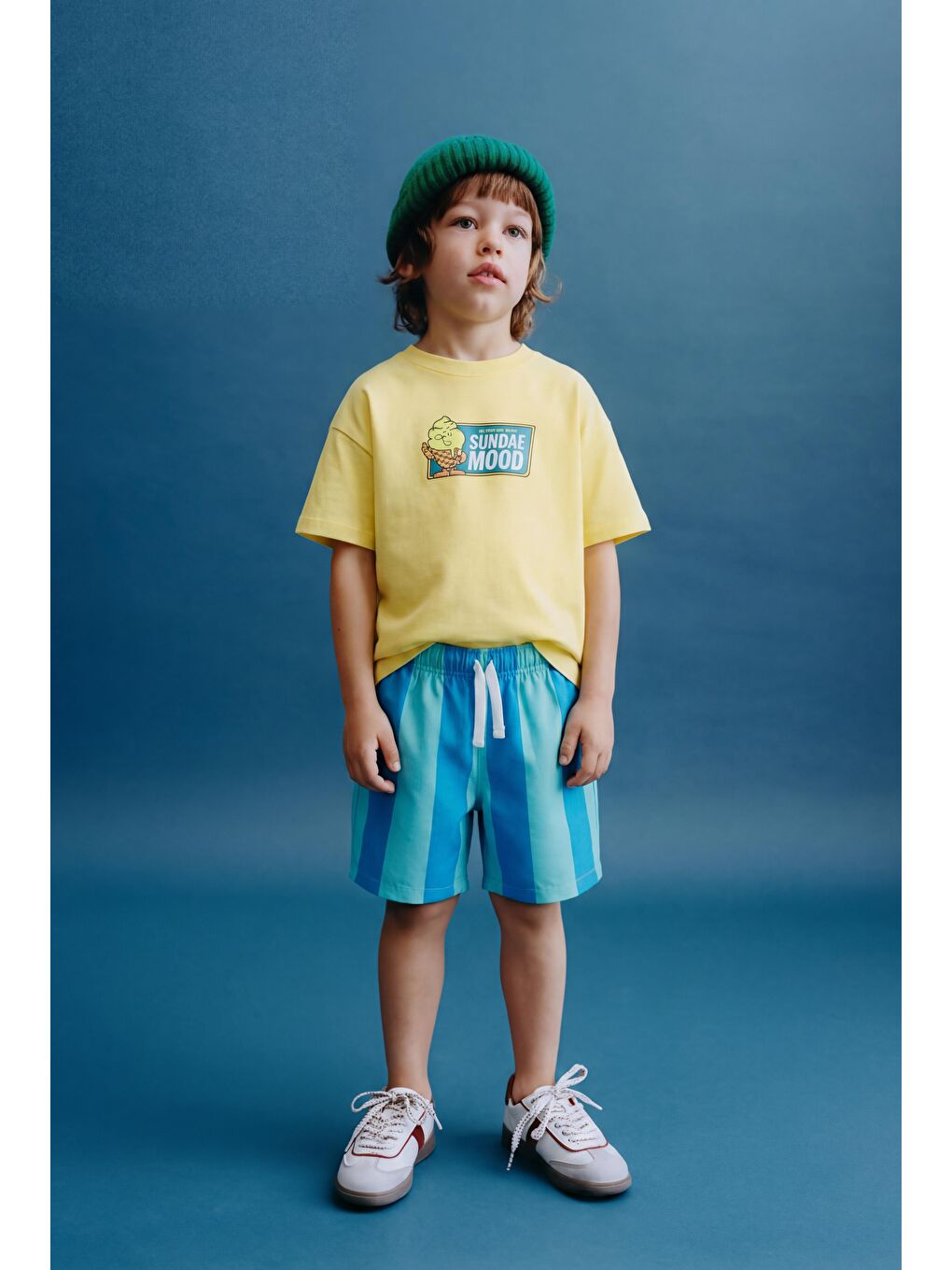 Karışık Erkek Çocuk Pamuklu Sarı Baskılı T-Shirtli Şort Takım