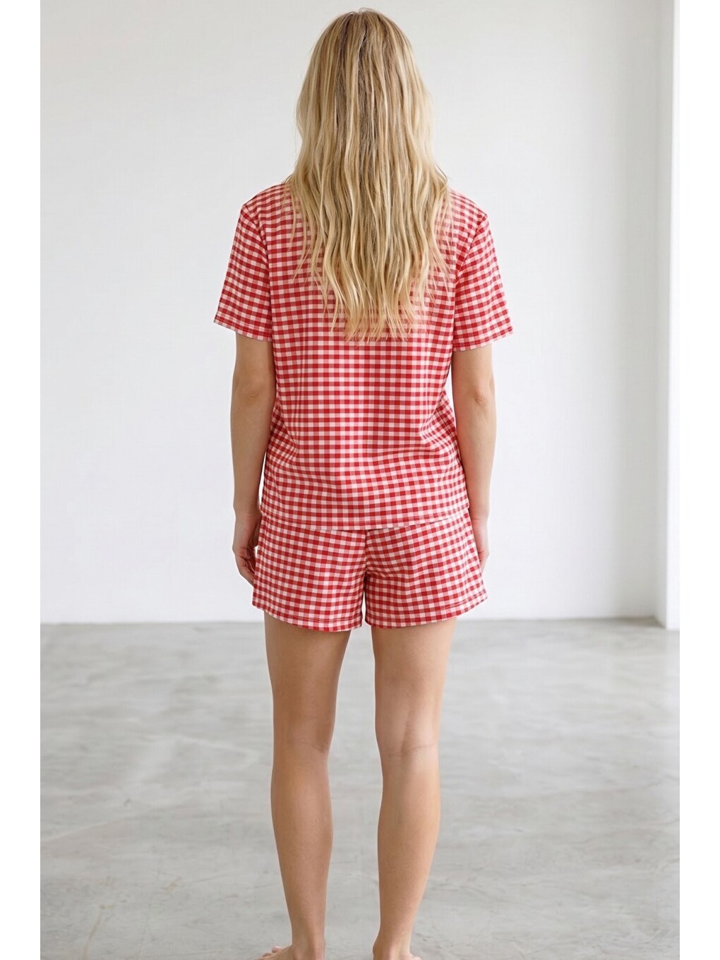 Karışık Düğmeli Biyeli İnce Soft Örme Şortlu Pijama Takımı 8022-2