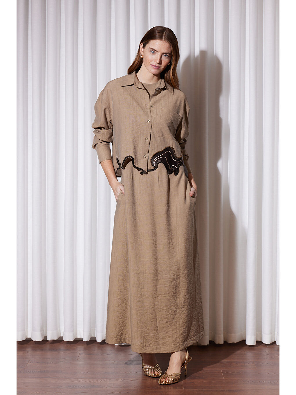 Missemramiss Elbise Gömlek 5170 Bej-3