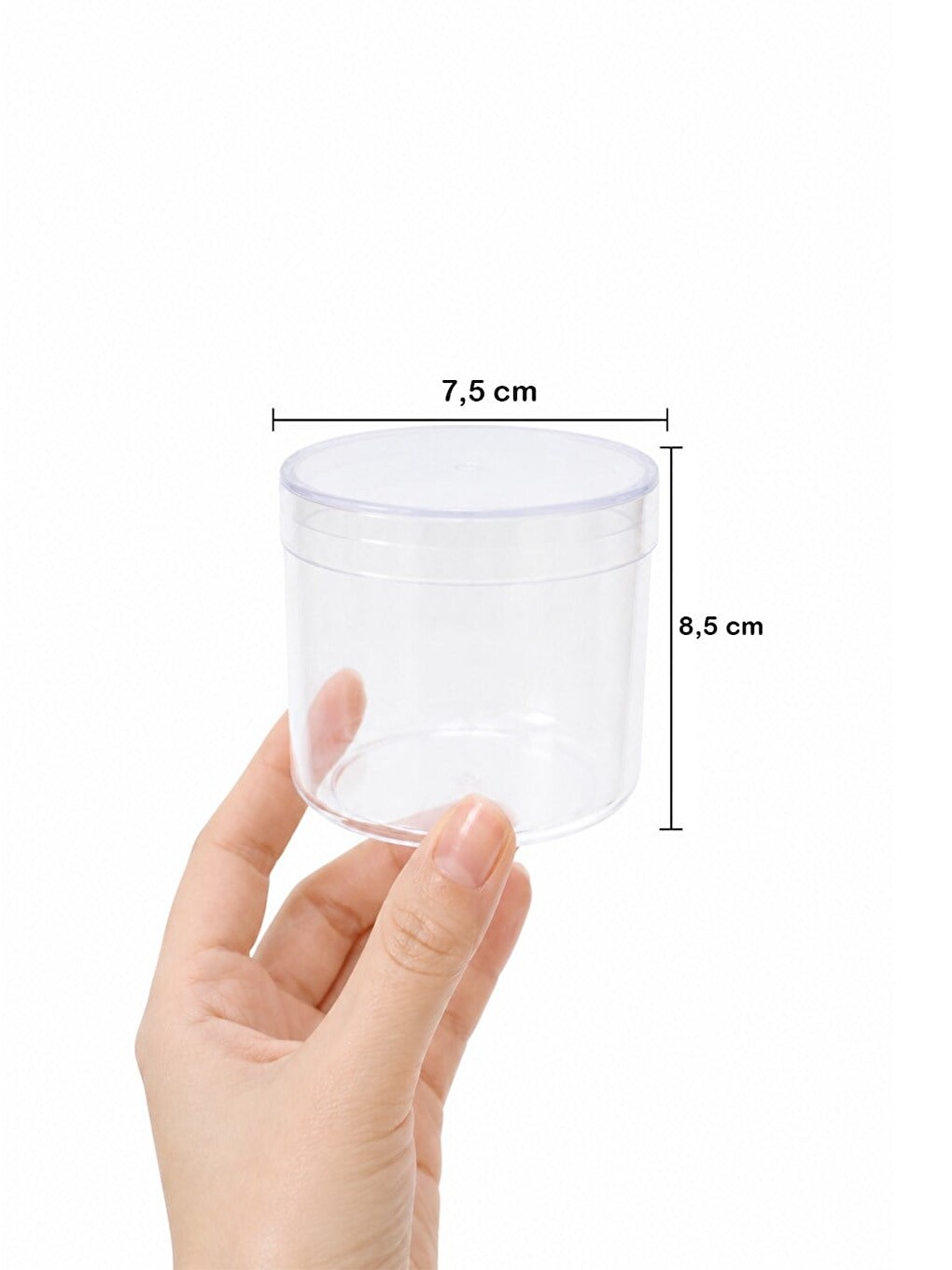 Renksiz Şeffaf Mika Tatlı Kabı Kapaklı – Silindir Plastik Sunum Kabı 270 cc-1