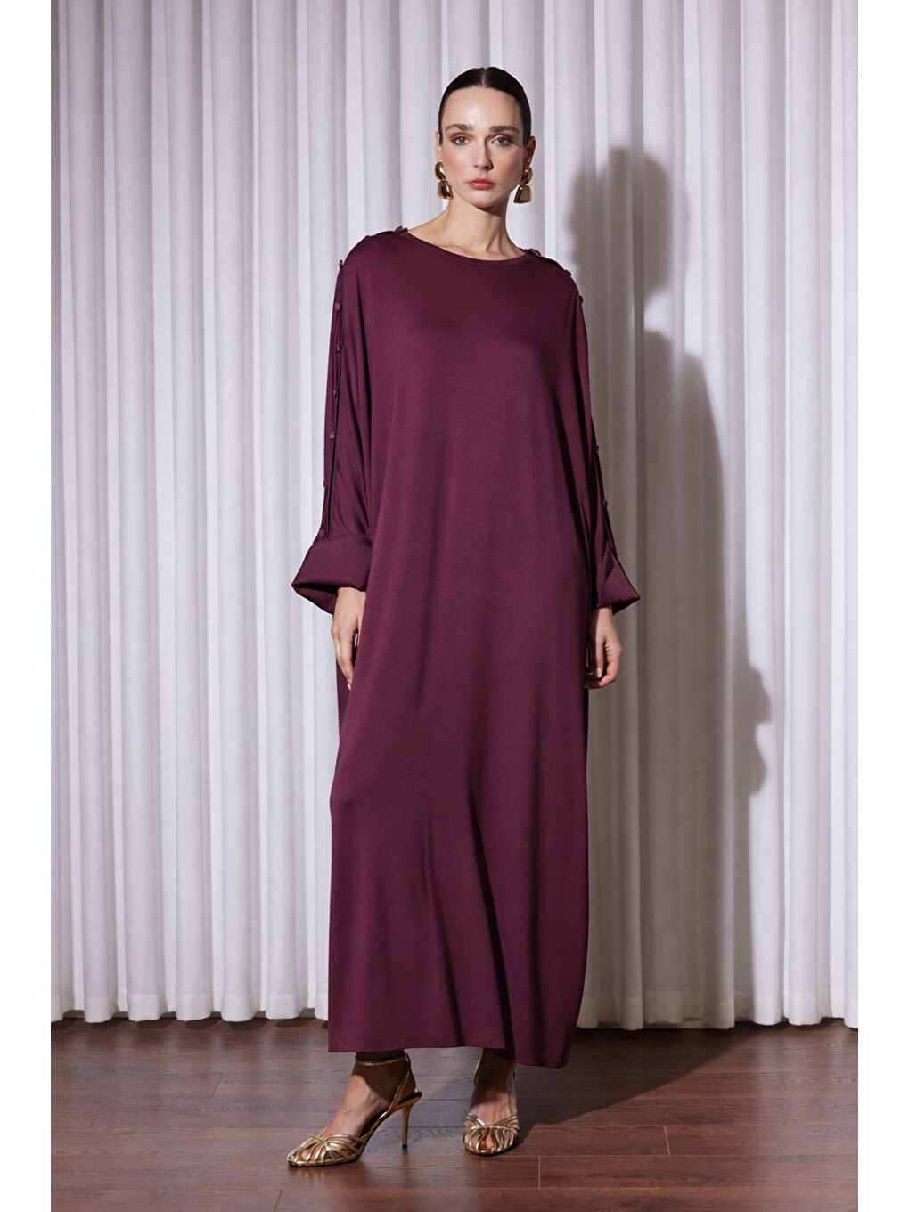 Missemramiss Sovena Yarasa Kol Elbise 5354 Bordo-1